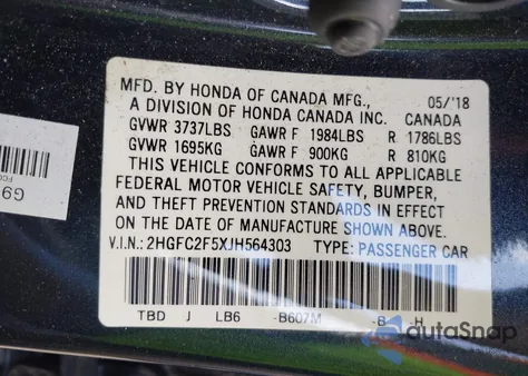 2018 Honda Civic Lx from USA, damaged, VIN 2HGFC2F5XJH564303